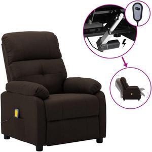 vidaXL Massage Chair Massaging Recliner Chair for Elderly Dark Brown Fabric