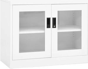 vidaXL Office Cabinet White 27.6" Steel Office File Storage Cabinet Furniture