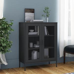 vidaXL Storage Cabinet Anthracite 31.5" Steel Sideboard Side Cabinet Furniture