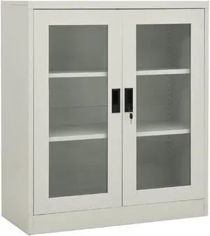vidaXL Office Cabinet Storage Cabinet Home Display Cabinet Light Gray Steel