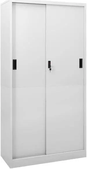 vidaXL Office Cabinet Storage File Cabinet with Sliding Door Light Gray Steel
