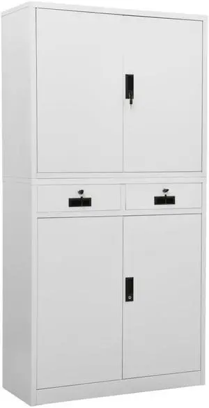 vidaXL Office Cabinet Storage Cabinet Home Display Cabinet Light Gray Steel