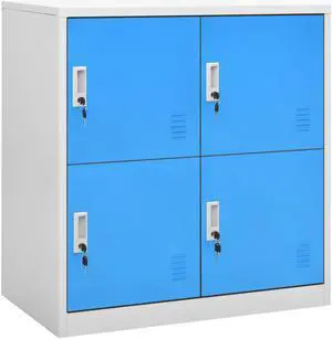 vidaXL Locker Cabinet Storage Cabinet File Cabinet Light Gray and Blue Steel