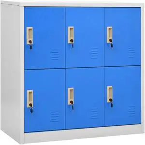 vidaXL Locker Cabinet Storage Cabinet File Cabinet Light Gray and Blue Steel