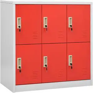 vidaXL Locker Cabinet Storage Cabinet File Cabinet Light Gray and Red Steel