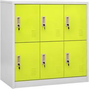 vidaXL Locker Cabinet Storage Cabinet File Cabinet Light Gray and Green Steel