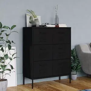 vidaXL Drawer Cabinet Olive Green Steel Sideboard Cupboard Display Cabinet