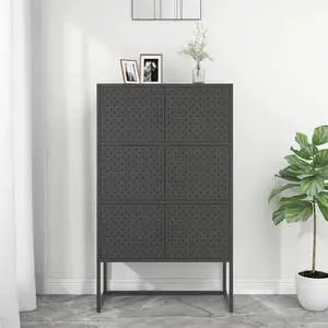vidaXL Highboard Anthracite Steel Living Room Storage High Cabinet Furniture vidaXL Highboard Anthracite Steel Living Room Storage High Cabinet Furniture