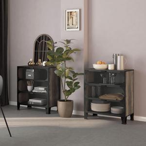 vidaXL Storage Cabinet File Cabinet Filing Storage Cabinet Gray Metal and MDF