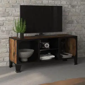 vidaXL TV Stand TV Unit Sideboard Home TV Console Rustic Brown Metal and MDF vidaXL TV Stand TV Unit Sideboard Home TV Console Rustic Brown Metal and MDF