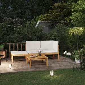 vidaXL 4 Piece Garden Lounge Set with Cushions Cream 24.8" x 24.8"