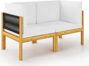 vidaXL Patio Bench Outdoor Bench Wooden Bench with Cushions Solid Acacia Wood