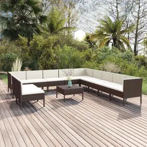 vidaXL Patio Lounge Set Patio Sectional Sofa Couch 6 Piece Poly Rattan Brown