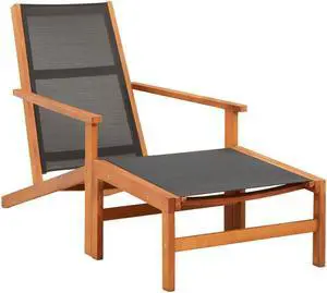 vidaXL Patio Chair Lounge Chair with Footrest Solid Wood Eucalyptus&Textilene