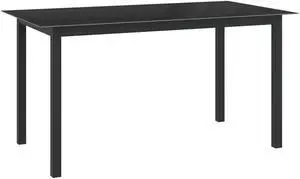 vidaXL Patio Table Outdoor Dining Table with Glass Top Black Aluminum and Glass