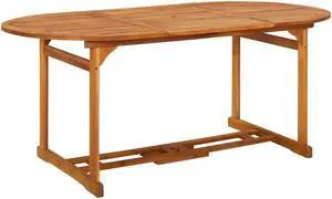 vidaXL Outdoor Dining Table Patio Table with Umbrella Hole Solid Acacia Wood
