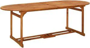 vidaXL Outdoor Dining Table Patio Table with Umbrella Hole Solid Acacia Wood