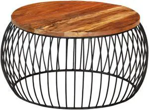 vidaXL Coffee Table Vintage Round End Table Side Table Solid Reclaimed Wood