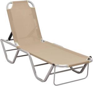 vidaXL Patio Lounge Chair Outdoor Chaise Lounge Aluminum and Textilene Cream