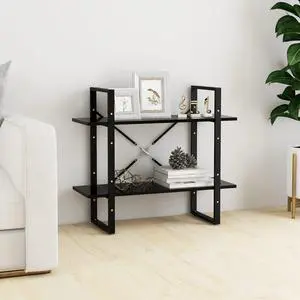 vidaXL Bookshelf 2-Tier Book Cabinet Rack for Living Room Black Engineered Wood vidaXL Bookshelf 2-Tier Book Cabinet Rack for Living Room Black Engineered Wood