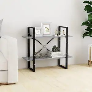 vidaXL Bookshelf 2-Tier Book Cabinet Book Rack Concrete Gray Engineered Wood vidaXL Bookshelf 2-Tier Book Cabinet Book Rack Concrete Gray Engineered Wood
