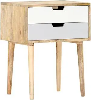 vidaXL Cabinet Accent Side End Table with Storage Drawers Solid Wood Mango