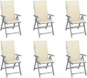 vidaXL Outdoor Recliner Chairs 3 Pcs Patio Chair with Cushions Solid Wood Acacia