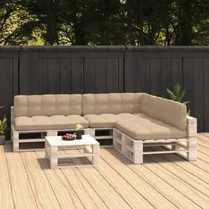 vidaXL 7x Pallet Sofa Cushions Beige Indoor Outdoor Sofa Seat Chair Cushion