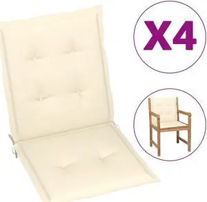 vidaXL Chair Cushion 4 Pcs Outdoor Patio Chair Cushion Pad Cream Oxford Fabric