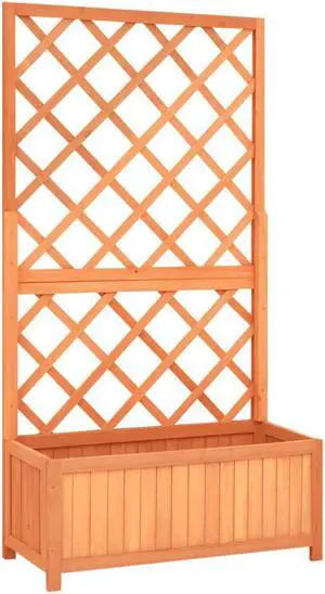 vidaXL Planter Flower Box Trellis Raised Bed Outdoor Planter Solid Firwood