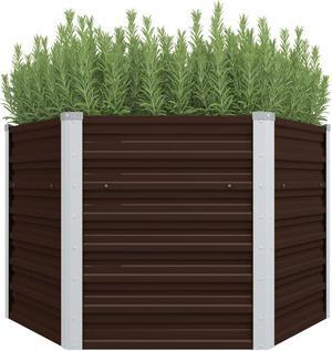vidaXL Raised Garden Bed Raised Flower Bed Galvanized Steel Patio Planter Brown
