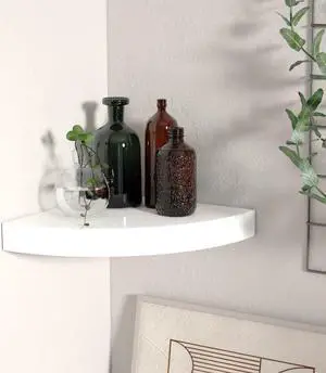 vidaXL Wall Corner Shelf Floating Corner Shelf Display Shelf High Gloss White