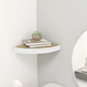 vidaXL Wall Corner Shelf Floating Corner Shelf Display Shelf Oak and White MDF