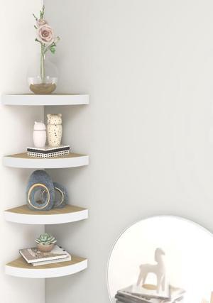 vidaXL Wall Corner Shelves Wall Floating Corner Shelf 4 Pcs Oak and White MDF