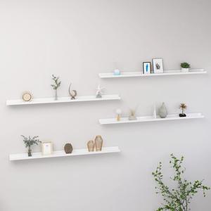 vidaXL Wall Shelves Floating Display Shelves 4 Pcs High Gloss White 45.3"