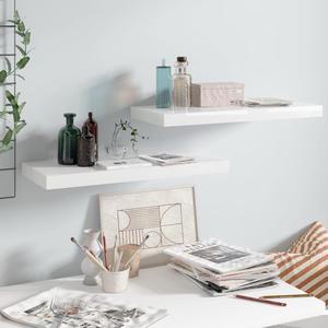 vidaXL Wall Shelves Floating Shelves Display Shelves 2 Pcs High Gloss Gray