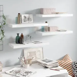 vidaXL Wall Shelves Floating Shelves Display Shelves 2 Pcs High Gloss White