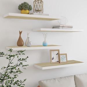vidaXL Wall Shelves Floating Display Shelves for DVDs 2 Pcs Oak and White
