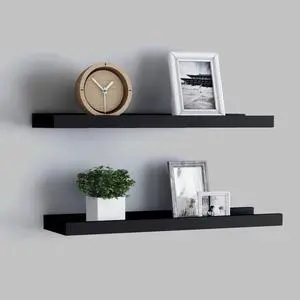 vidaXL Wall Shelves Floating Display Shelves Wall Mounted 2 Pcs Black 15.7"