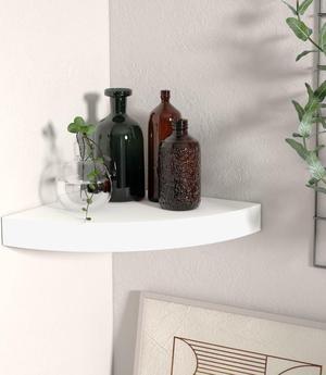 vidaXL Wall Corner Shelf Floating Corner Shelf Wall Display Shelf White MDF