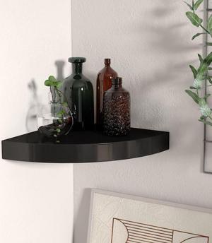 vidaXL Wall Corner Shelf Floating Corner Shelf Wall Display Shelf Black MDF