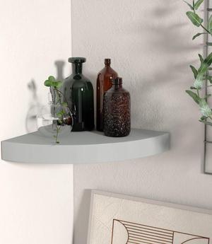 vidaXL Wall Corner Shelf Floating Corner Shelf Wall Display Shelf Gray MDF