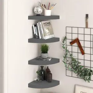 vidaXL Wall Corner Shelves Floating Corner Shelf Display Shelf 2 Pcs Oak MDF
