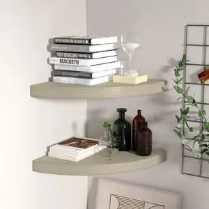 vidaXL Wall Corner Shelves Floating Corner Shelf Display Shelf 4 Pcs Gray MDF