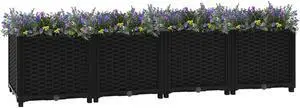 vidaXL Raised Bed 63" Polypropylene Outdoor Garden Planter Flower Box Pot