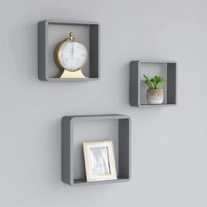 vidaXL wall cube shelves Floating Cube Shelves Display Shelves 3 Pcs Gray