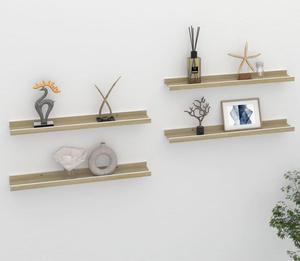 vidaXL Wall Shelves Floating Display Shelves 4 Pcs White and Sonoma Oak 23.6"