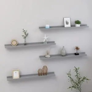 vidaXL Wall Shelves Floating Shelves Display Shelves for DVDs 4 Pcs Gray 31.5"