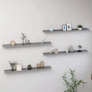 vidaXL Wall Shelves Floating Shelves Display Shelves for DVDs 4 Pcs Gray 39.4"