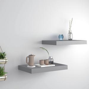 vidaXL Wall Shelves Floating Shelves Display Shelves for Books 2 Pcs Gray